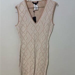 BCBGMaxAzria Cream Geometric Midi Dress